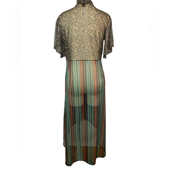 Rock & Roll Cowgirl Leopard Print Short Sleeve Full Length Wrap Women’s Medium - Picture 2 of 5